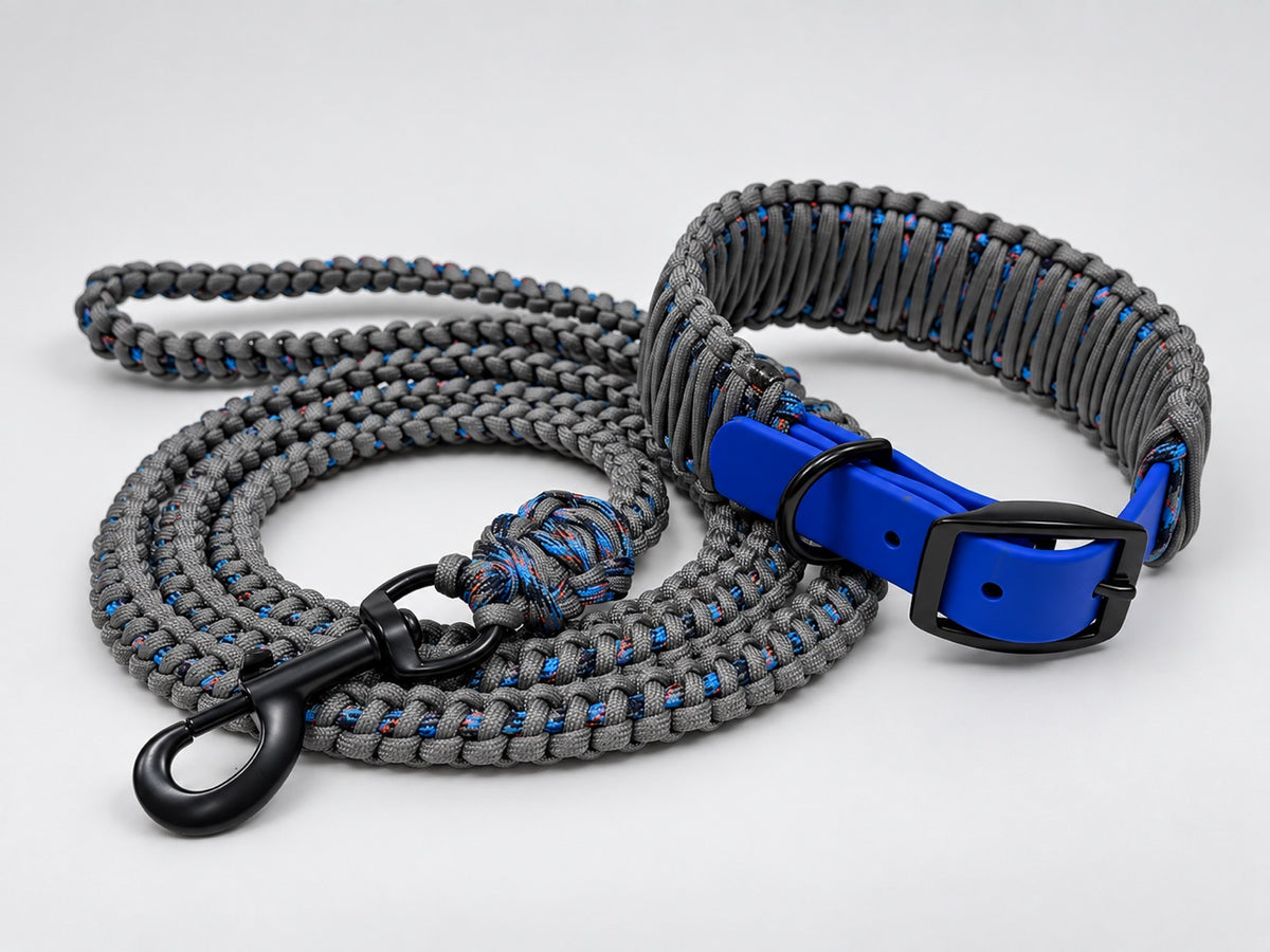 Example custom combo — Steelhead colors: gray wrap, royal blue strap